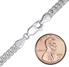 Load image into Gallery viewer, 4MM Flat Pave Curb Silver Chain .925.
