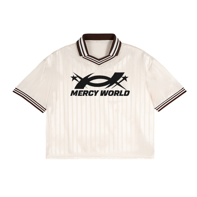 Mercy World  Contrast Stripes Polo Collar T-Shirt